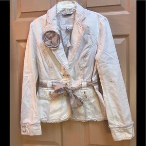 WHBM off white belted tie blazer NWT sz 2
